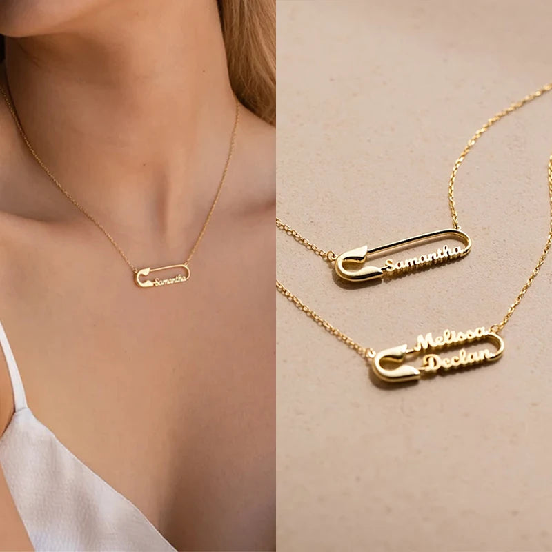 Personalized Gold Pin Necklace