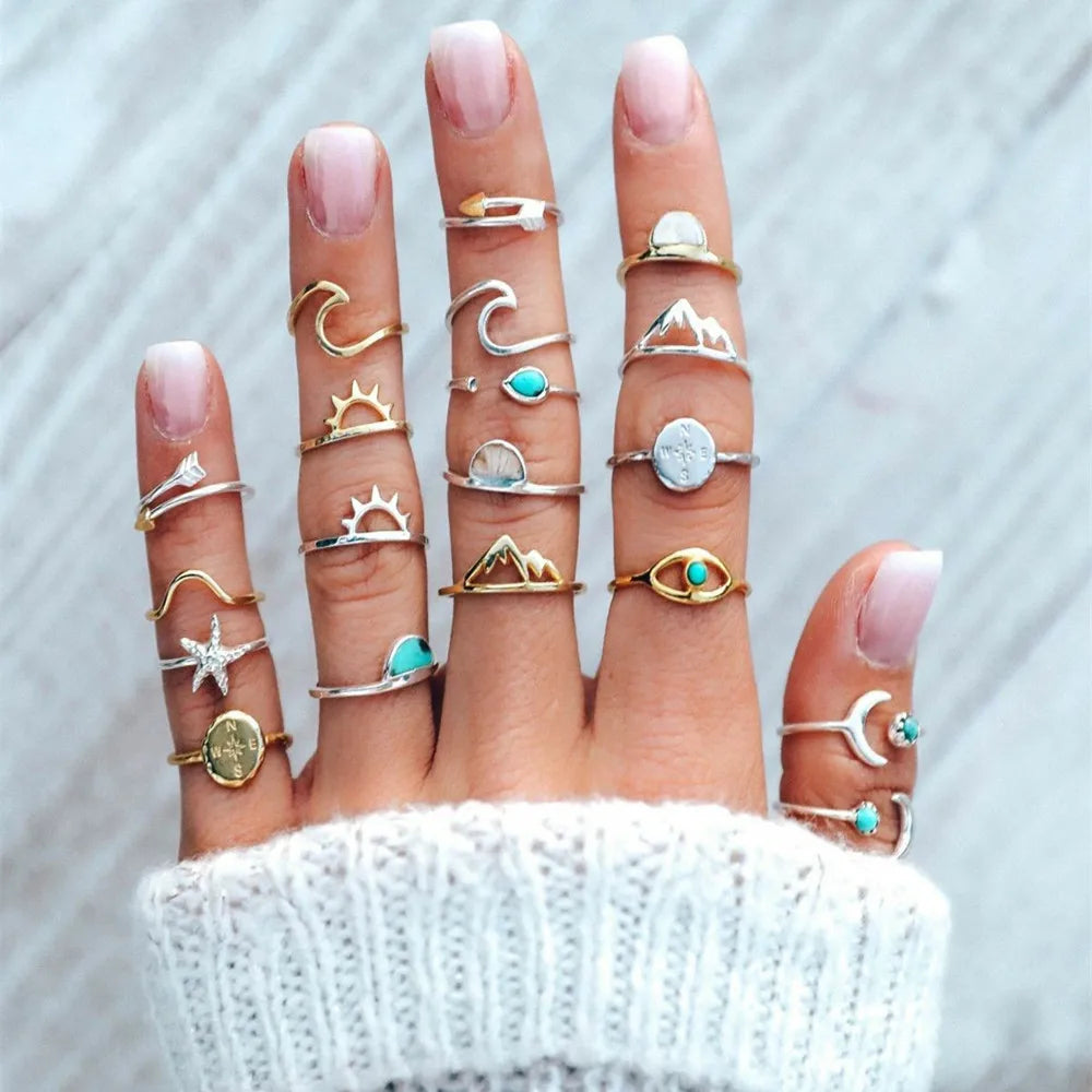 19 PCS Vintage Knuckle Ring Set