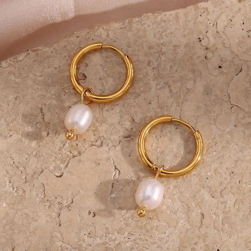 Freshwater Pearl Hoop Earrings