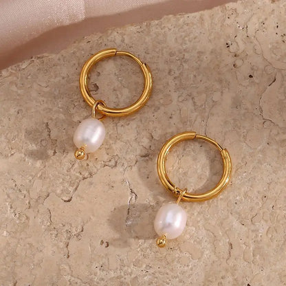 Freshwater Pearl Hoop Earrings