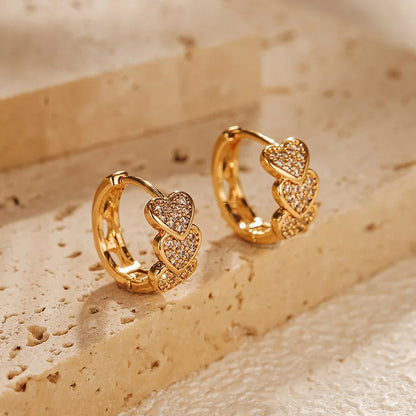 Triple Heart Hoop Earrings
