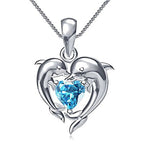Dolphin Blue Heart Necklace