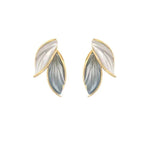 Grey Leaf Stud Earrings
