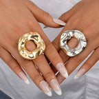 2 PCS Bold Abstract Circle Ring Set