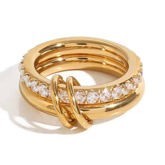 White Inlaid Zirconia Ring