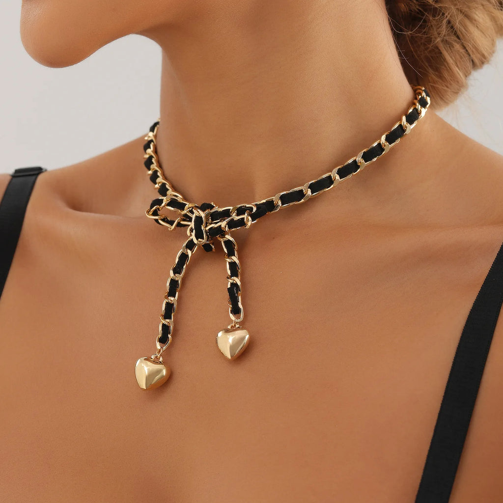 Gold Braided Heart Necklace