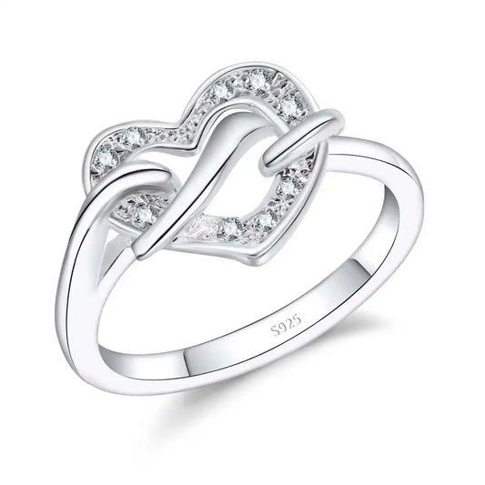 Silver Spiral Heart Ring