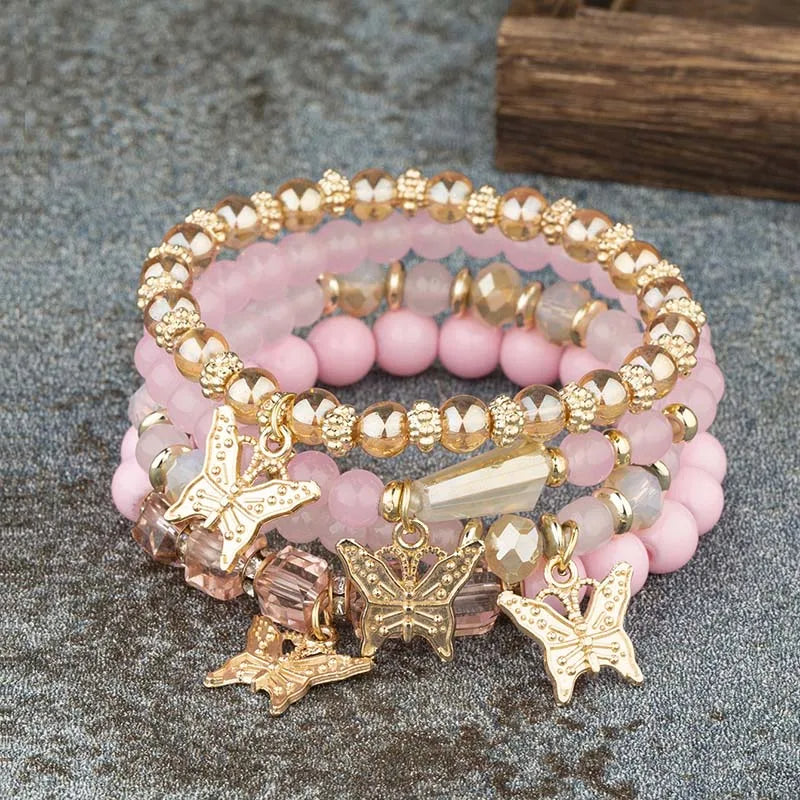 Beaded Butterfly Bracelet Set