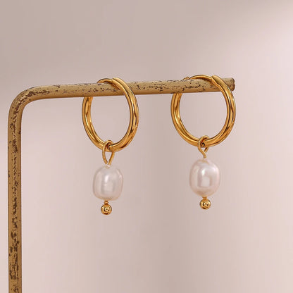 Freshwater Pearl Hoop Earrings