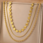 3 PCS Geometric Sunburst & Chain Necklace Set