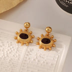 Gold Matte Star Drop Earrings