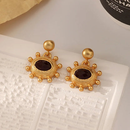 Gold Matte Star Drop Earrings