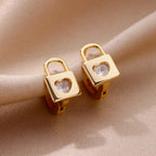 Heart Zircon Lock Earrings