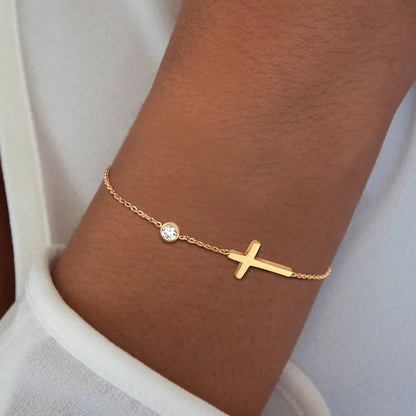 Adjustable Thin Cross Bracelet