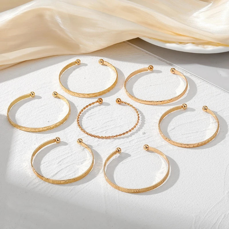 7 PCS Adjustable Textured Cuff Stack