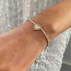 White Zircon Heart Bracelet