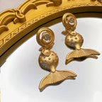 Golden Fish Stud Earrings