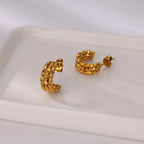 Trilayer Geometric Earrings