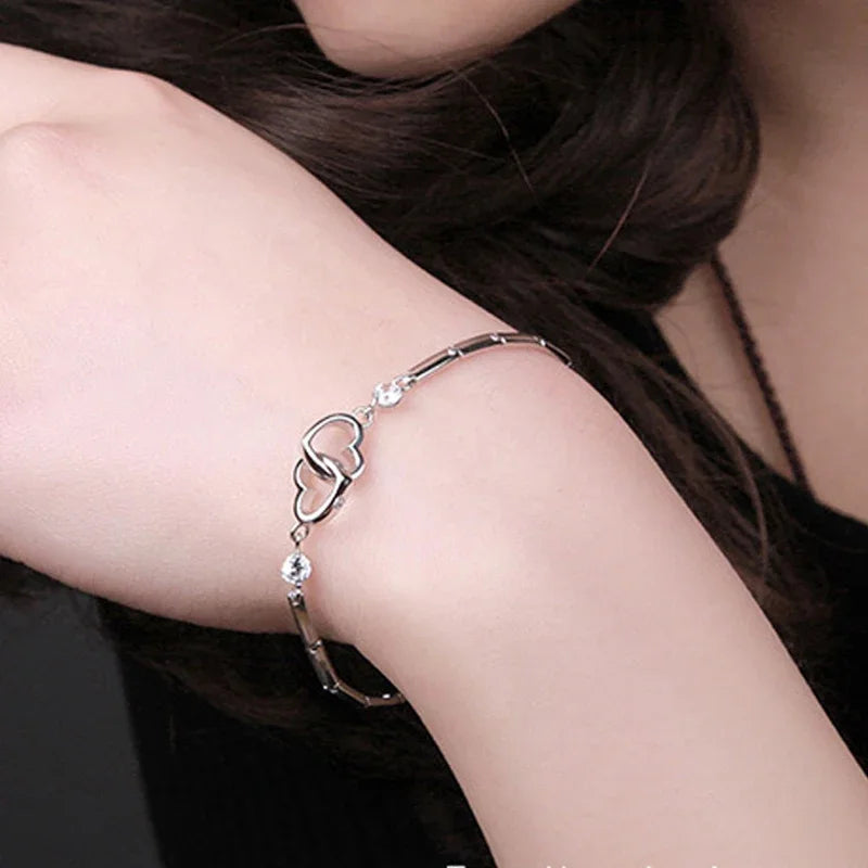 Silver Double Heart Bracelet