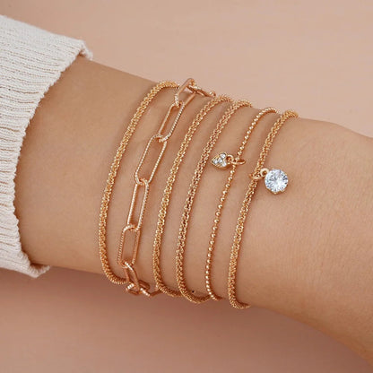 6 PCS Chunky Chain Link Bracelet Set
