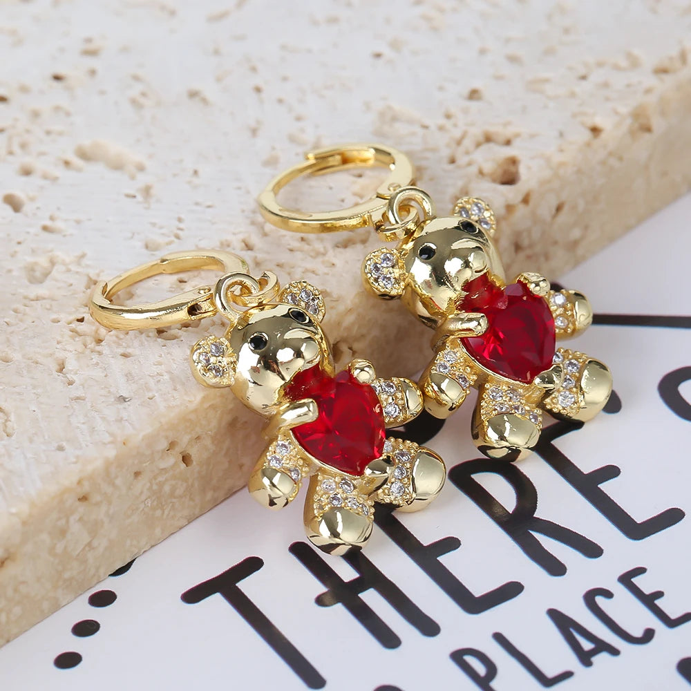 Teddy Bear Heart Earrings