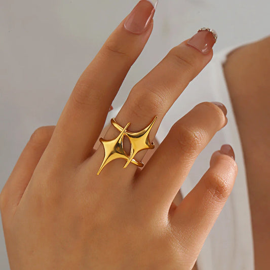 Cross Star Open Ring