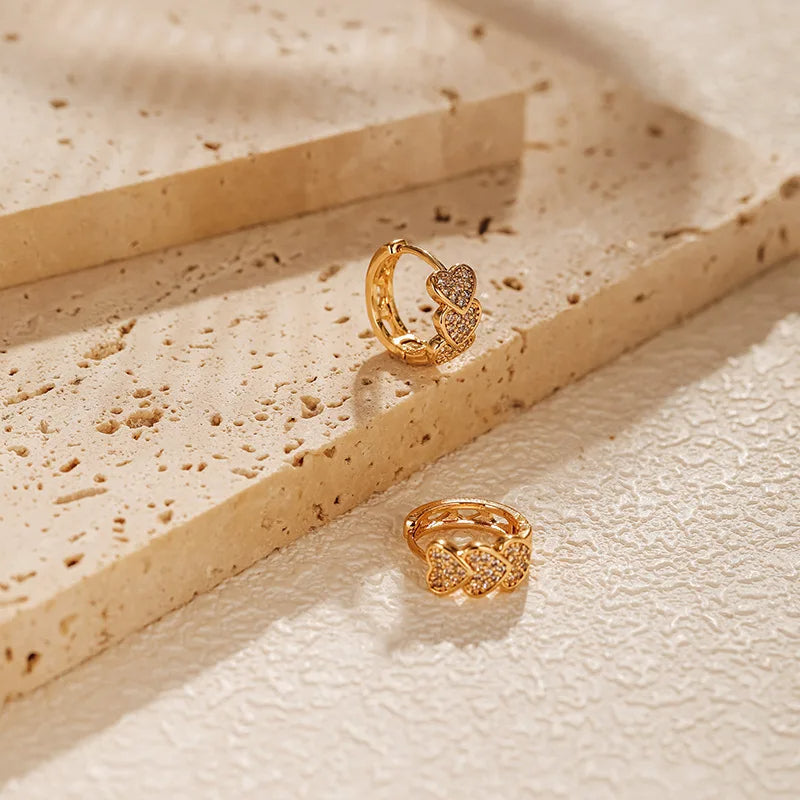 Triple Heart Hoop Earrings