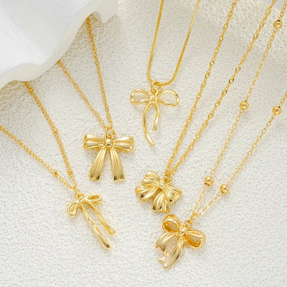 5 PCS Layered Bow Charm Necklace Set