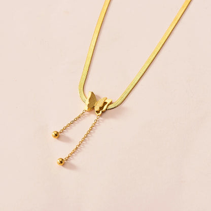 Gold Double Butterfly Necklace