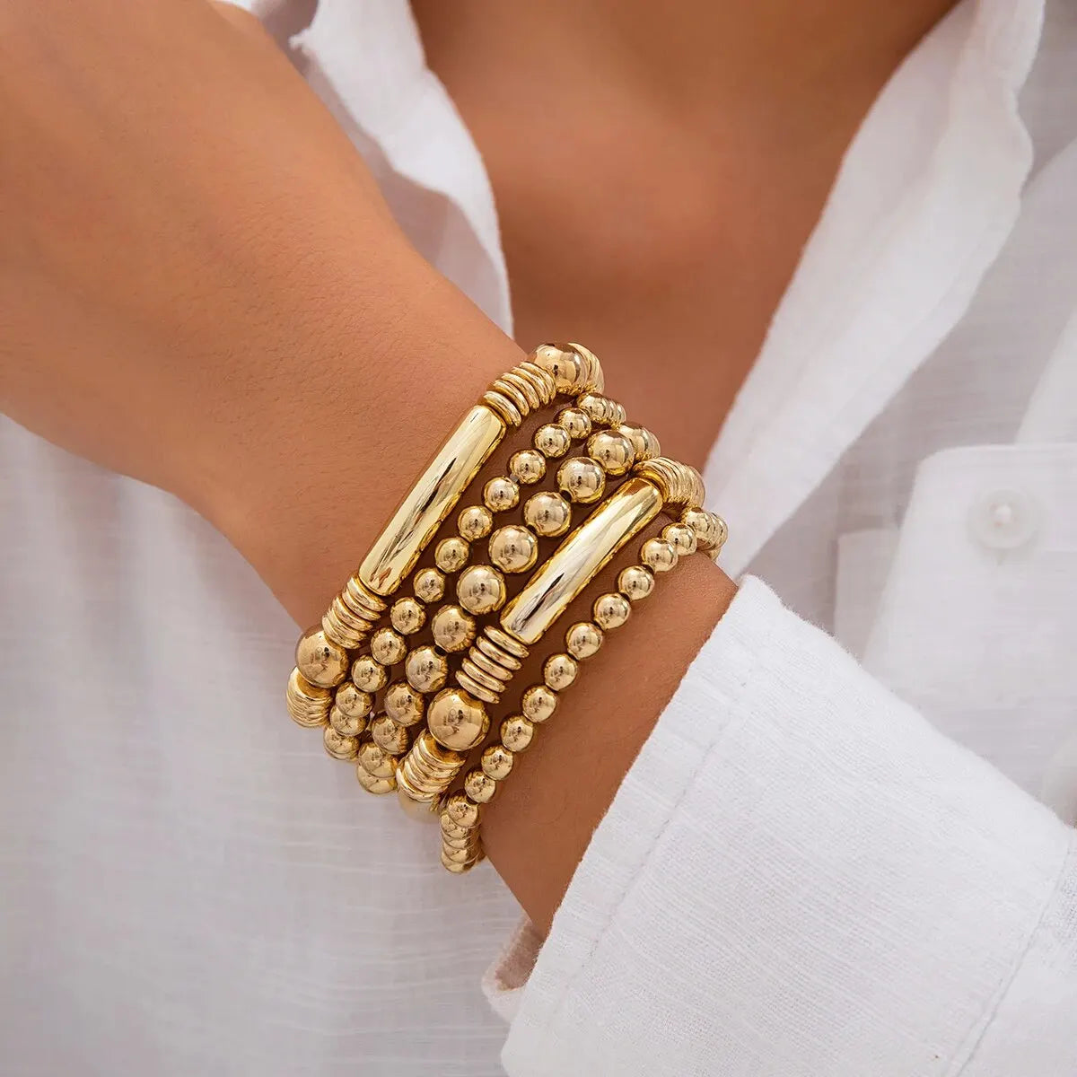 5 PCS Beaded Bracelet Stack Set
