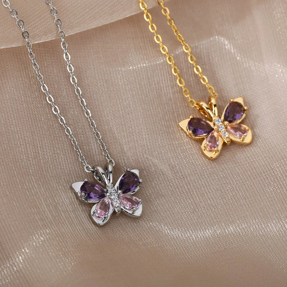 Zircon Butterfly Necklace
