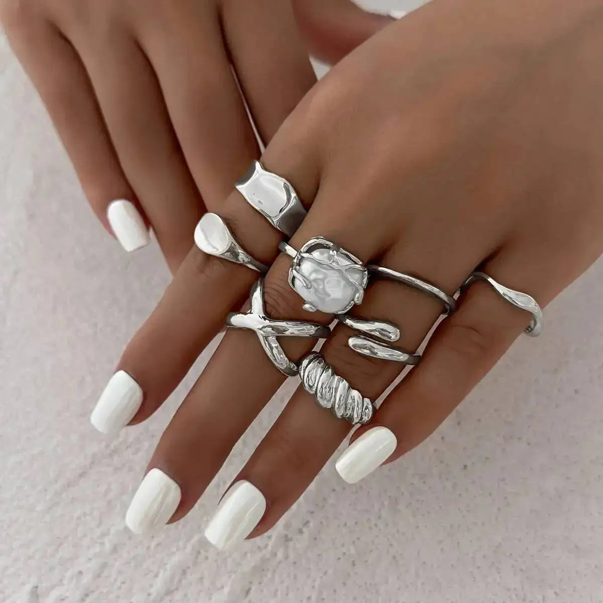 8 PCS Pearl Ring Set