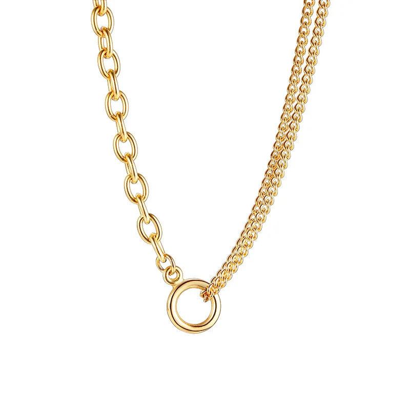 Double Chain Circle Necklace