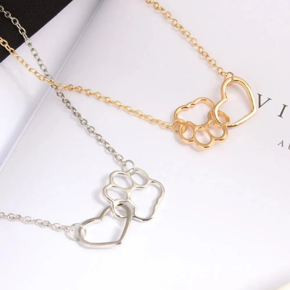 Hollow Heart Paw Necklace