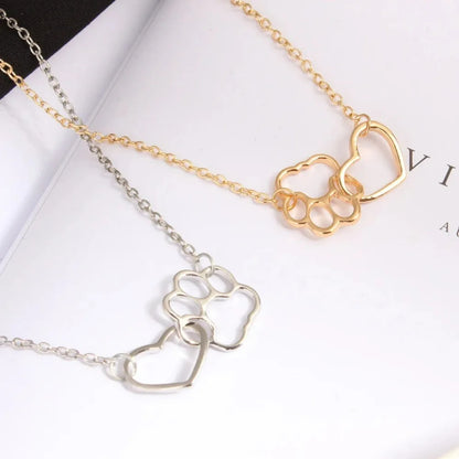 Hollow Heart Paw Necklace