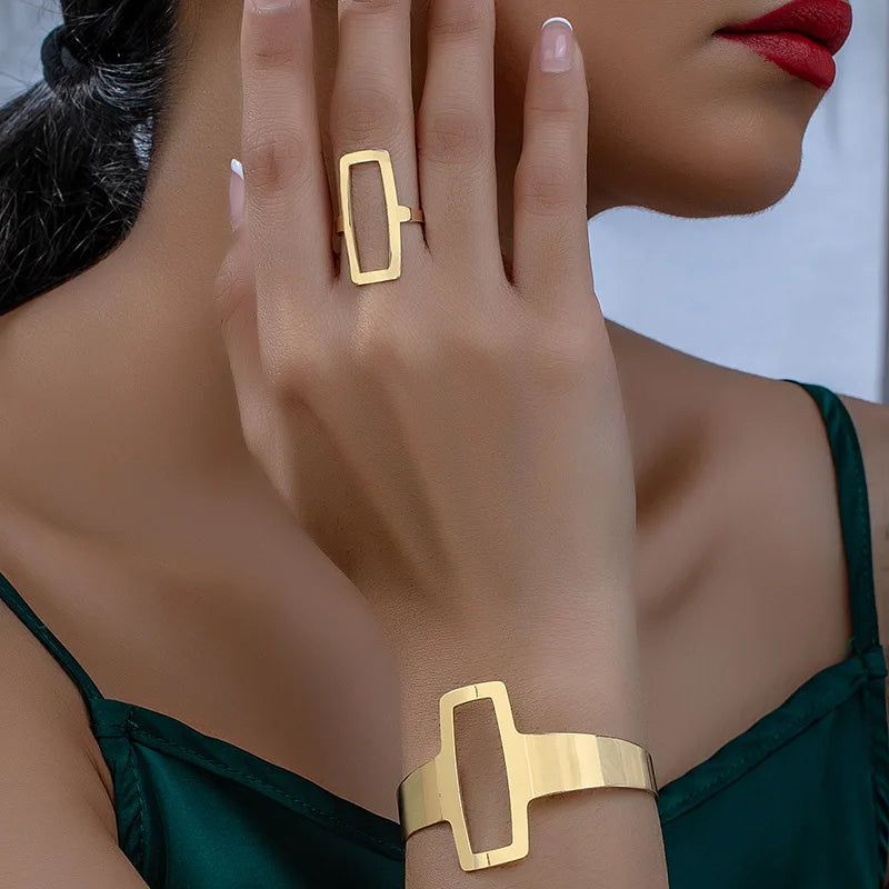 Hollow Geometric Square Jewelry Set