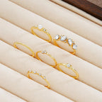 6 PCS Boho Crystal & Pearl Ring Set