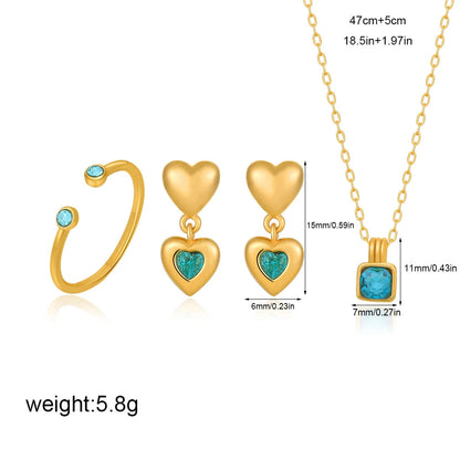 Gold Blue Zircon Jewelry Set