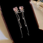Crystal Heart Bow Earrings