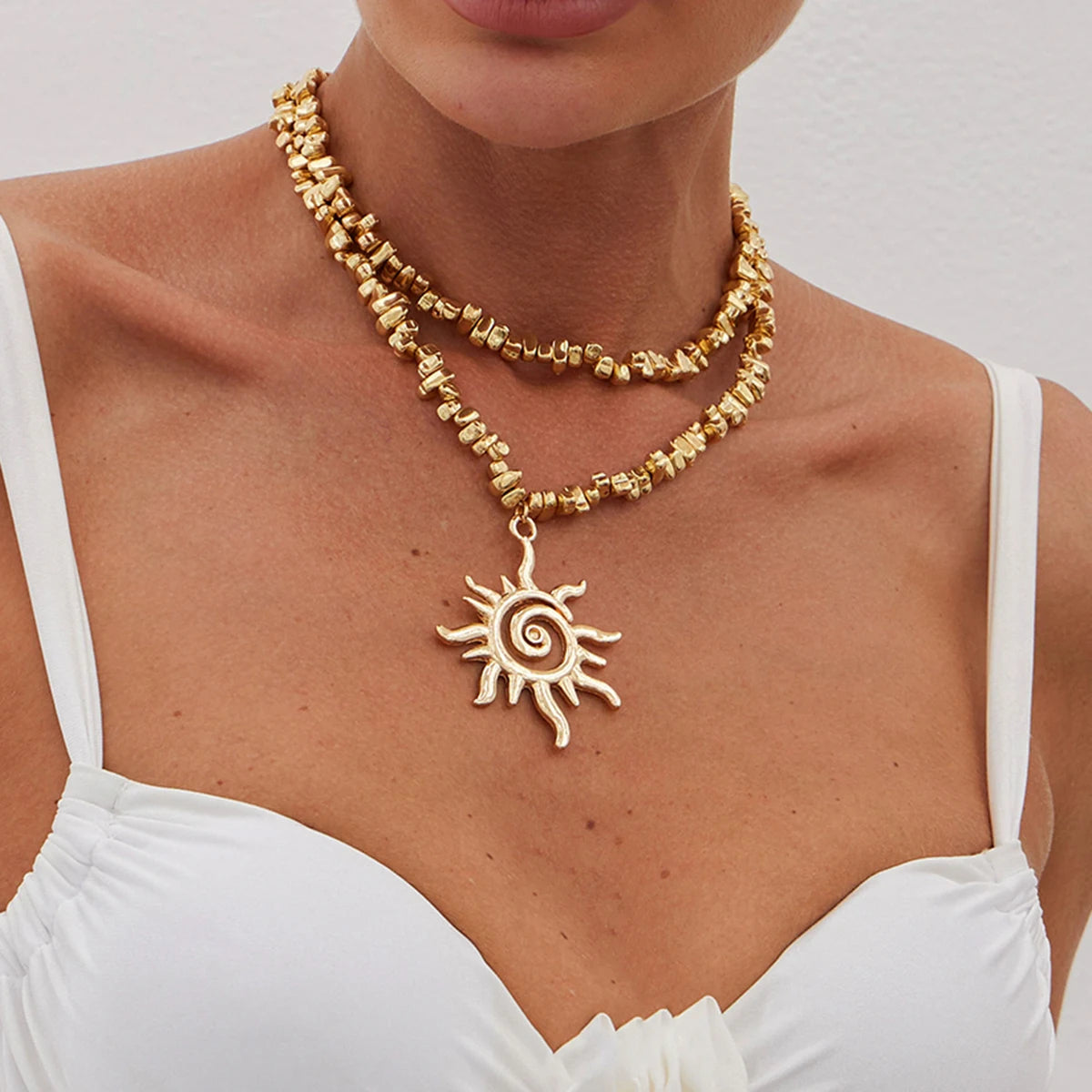 2 PCS Spiral Sun Choker Necklace Set
