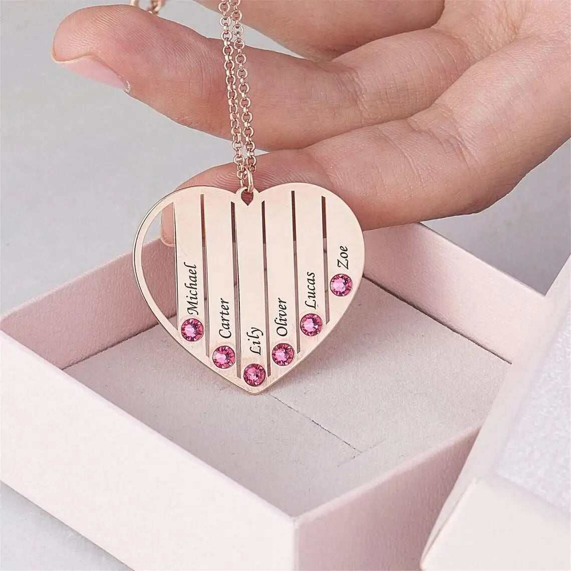 Peronalized Family Tree Birthstone Necklace