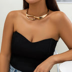 Thick Metal Buckle Collar Necklace