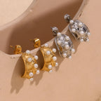 Pearl Crescent Moon Earrings