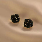Black Flower Stud Earrings