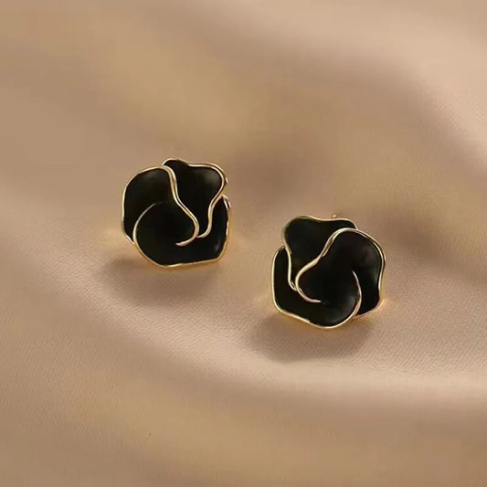 Black Flower Stud Earrings