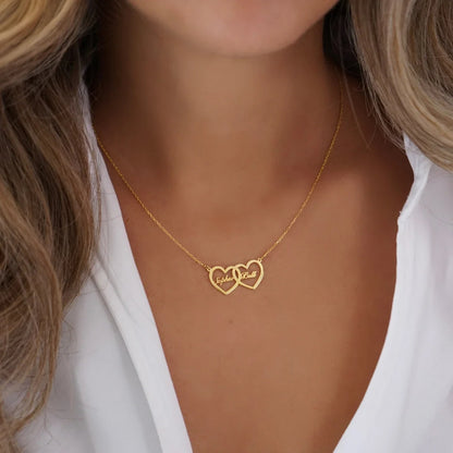 Personalized Couple Hearts Necklace