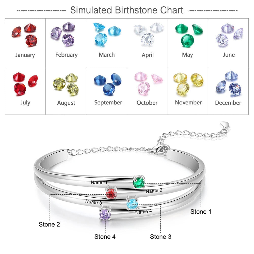 Personalized Birthstone Bangle Bracelet