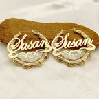 Custom Name Bamboo Earrings