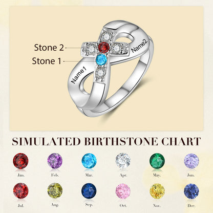 Custom Infinity Cross Birthstone Ring