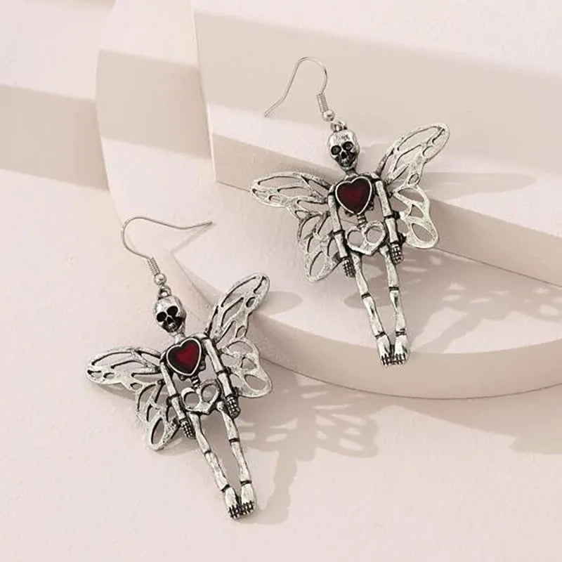 Skeleton Angel Heart Earrings